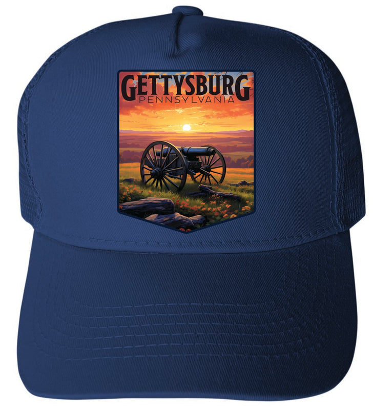 Gettysburg Pennsylvania Battlefield Design Navy Unisex Mesh Back Trucker Hat with Adjustable Snapback 4-Pack