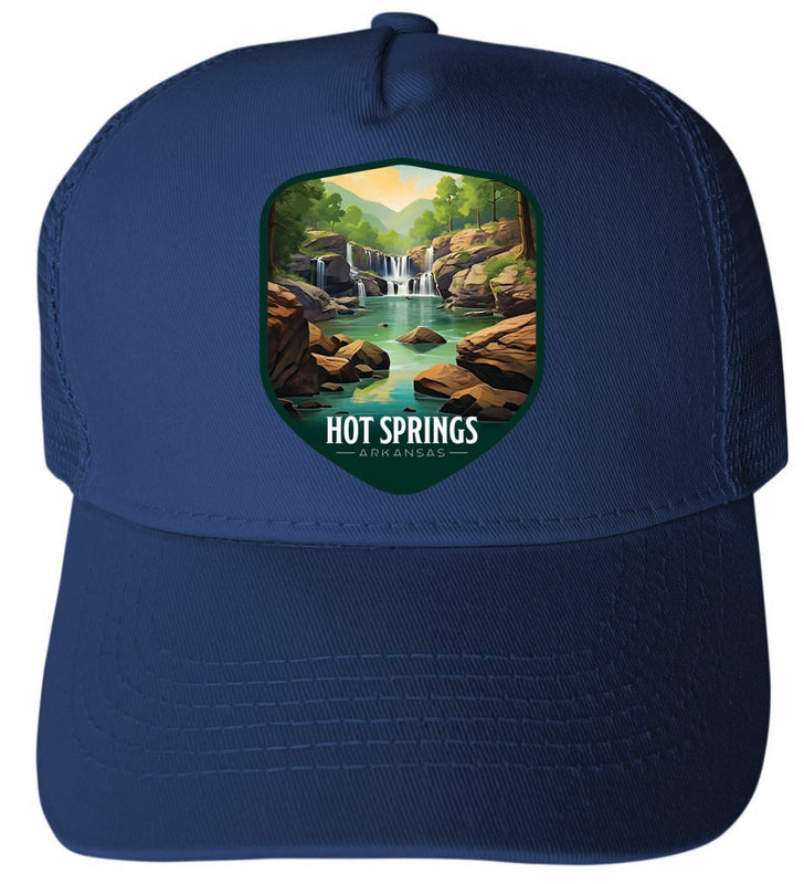 Hot Springs Arkansas Lake Springs Design Navy Unisex Mesh Back Trucker Hat with Adjustable Snapback 4-Pack