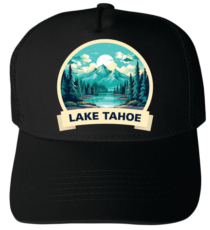 Lake Tahoe California Unisex Mesh Back Trucker Hat with Adjustable Snapback Black