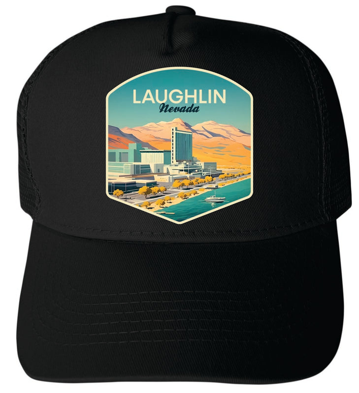 Laughlin Nevada Unisex Mesh Back Trucker Hat with Adjustable Snapback Black
