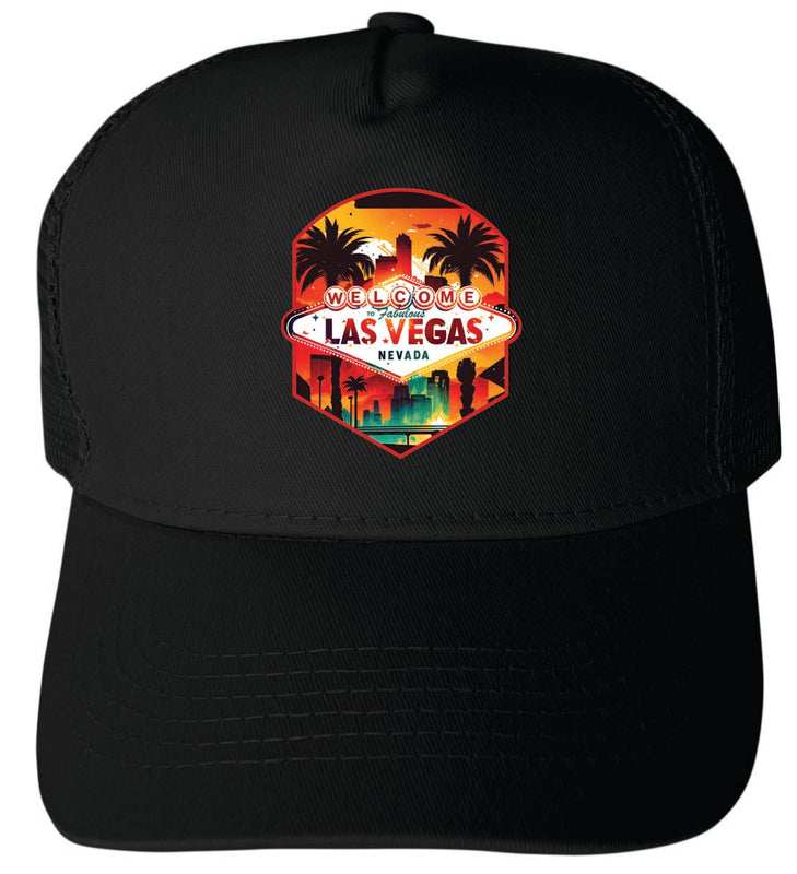 Las Vegas Nevada Unisex Mesh Back Trucker Hat with Adjustable Snapback Black