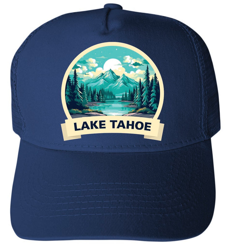 Lake Tahoe Design A Navy Unisex Mesh Back Trucker Hat with Adjustable Snapback 4-Pack