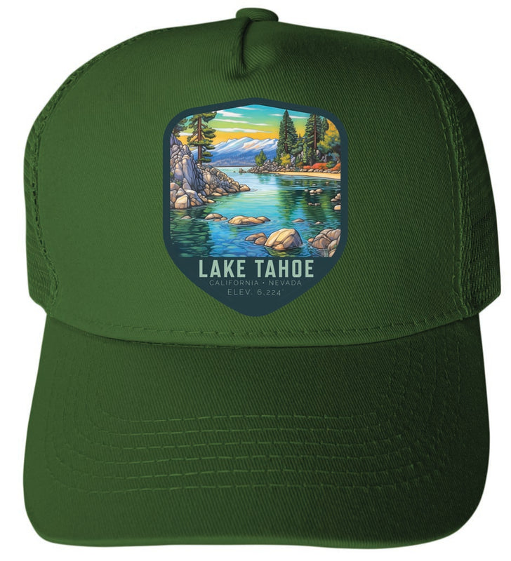 Lake Tahoe Design B Green Unisex Mesh Back Trucker Hat with Adjustable Snapback 2-Pack