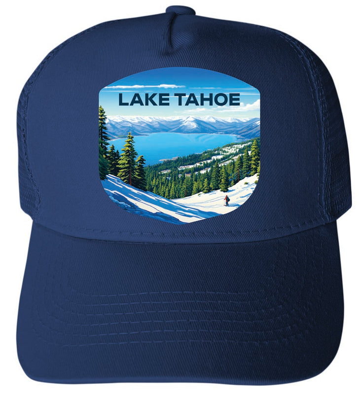 Lake Tahoe Design D Navy Unisex Mesh Back Trucker Hat with Adjustable Snapback 4-Pack