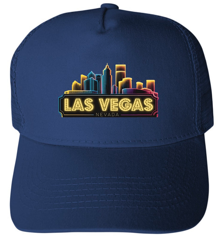 Las Vegas Nevada Design C Navy Unisex Mesh Back Trucker Hat with Adjustable Snapback 4-Pack