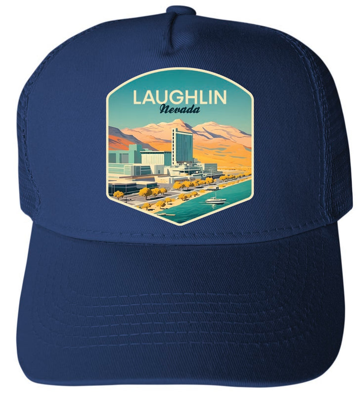 Laughlin Nevada Design A Navy Unisex Mesh Back Trucker Hat with Adjustable Snapback 4-Pack