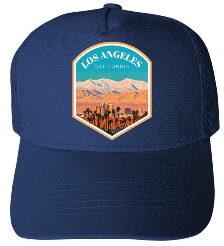 Los Angeles California Design A Navy Unisex Mesh Back Trucker Hat with Adjustable Snapback 4-Pack