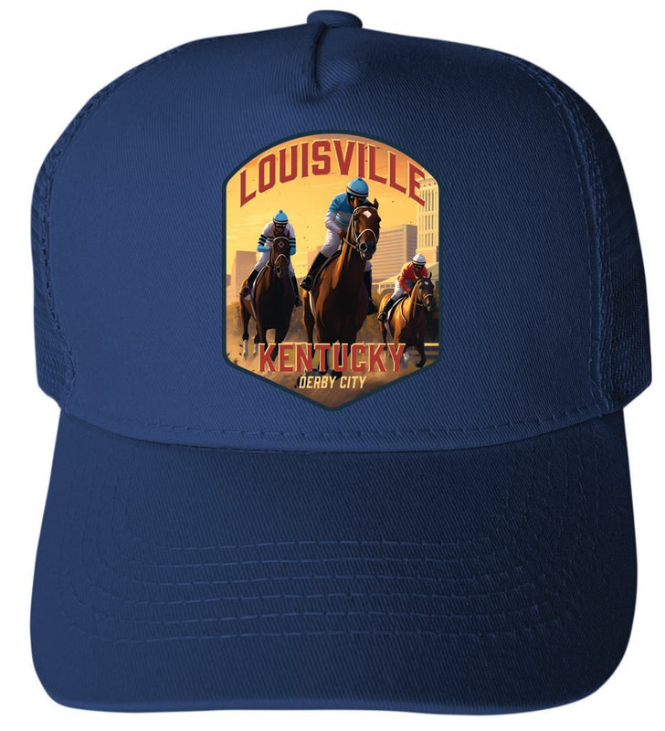 Louisville Kentucky Derby City Design Navy Unisex Mesh Back Trucker Hat with Adjustable Snapback 4-Pack