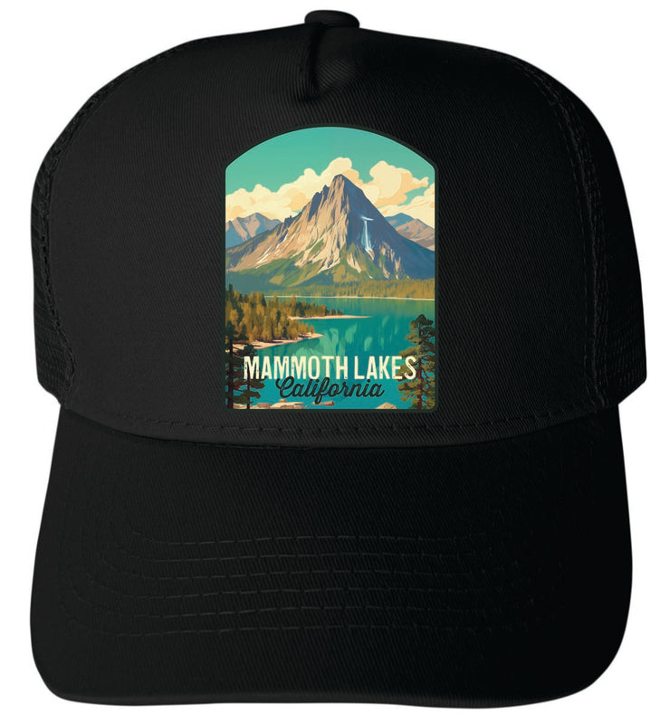 Mammoth Lakes California Unisex Mesh Back Trucker Hat with Adjustable Snapback Black