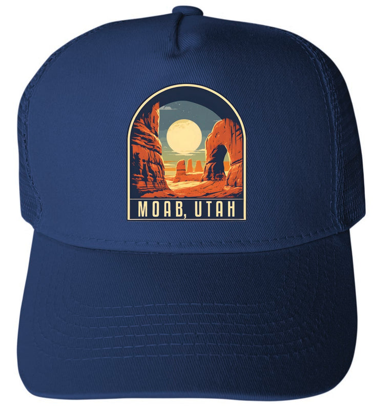Moab Utah Design B Navy Unisex Mesh Back Trucker Hat with Adjustable Snapback 2-Pack