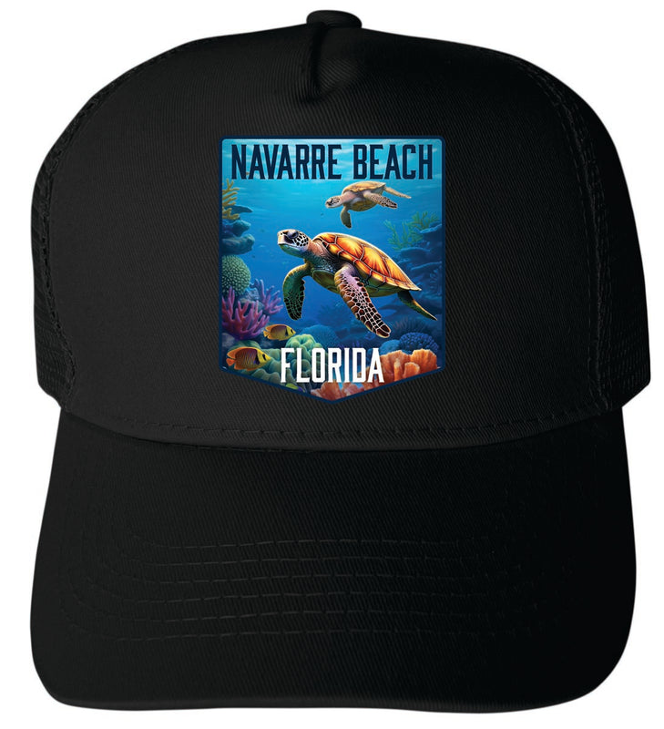 Navarre Beach Florida Unisex Mesh Back Trucker Hat with Adjustable Snapback Black