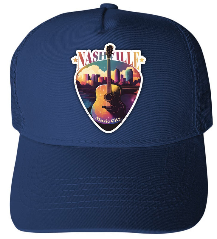 Nashville Tennessee Design A Navy Unisex Mesh Back Trucker Hat with Adjustable Snapback 4-Pack