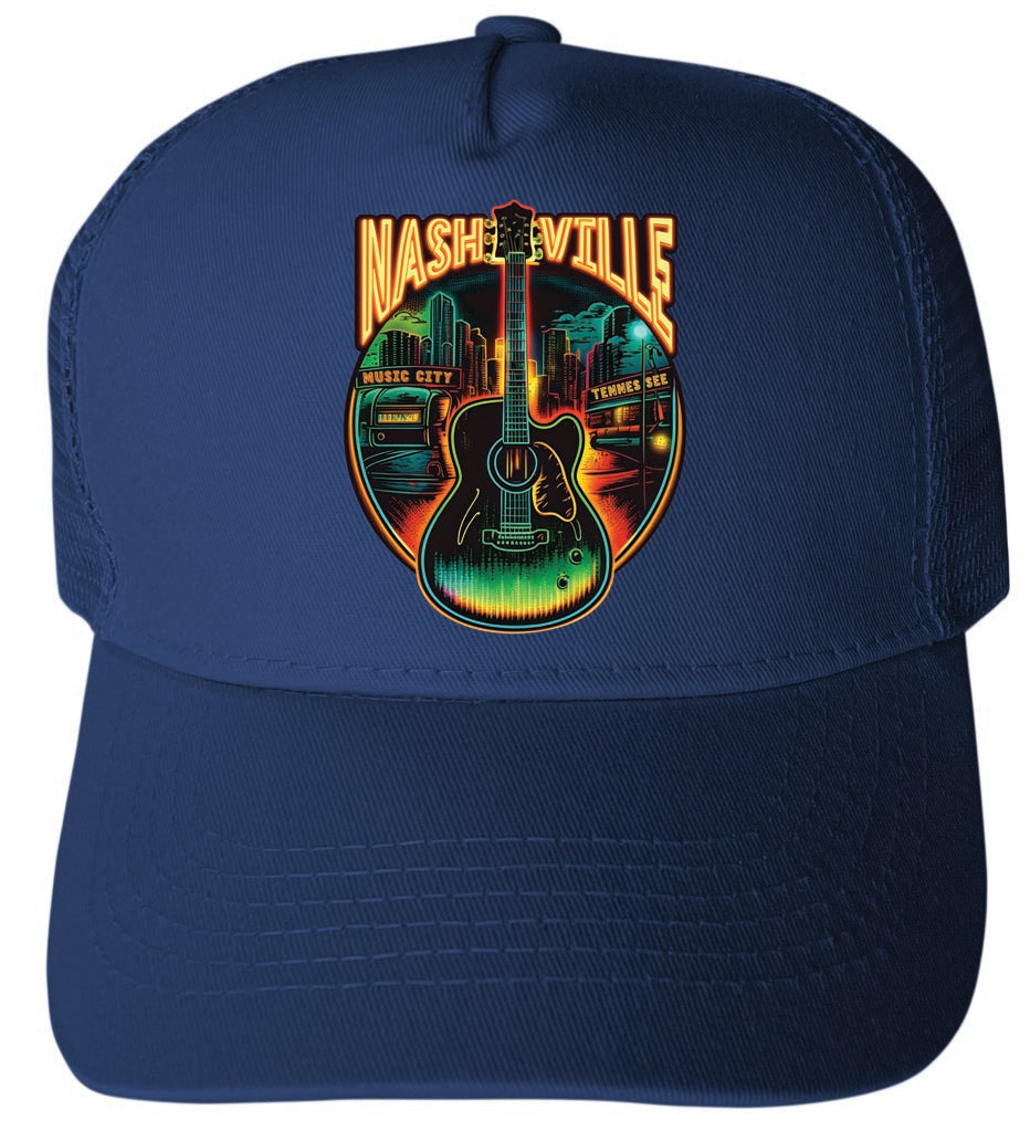 Nashville Tennessee Design C Navy Unisex Mesh Back Trucker Hat