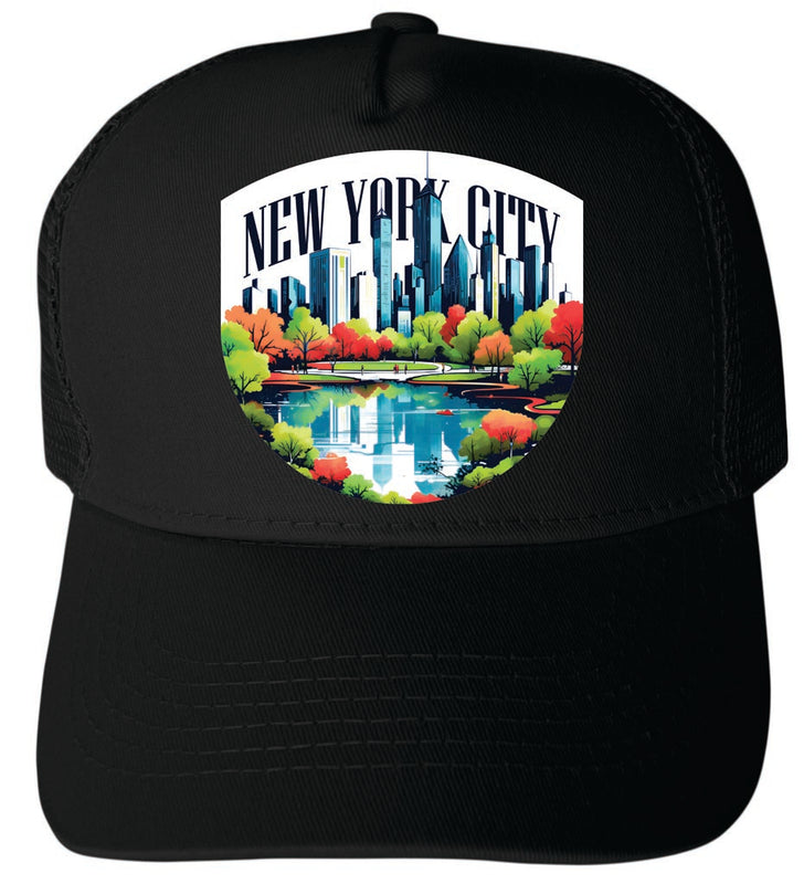 New York City, New York Design D Black Unisex Mesh Back Trucker Hat with Adjustable Snapback 2-Pack