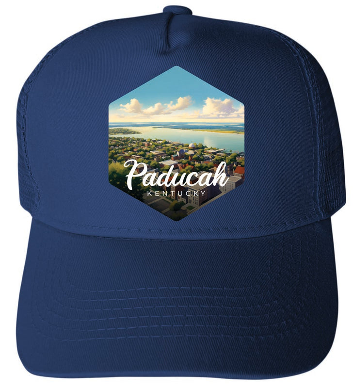 Paducah Kentucky Riverwalk Design Navy Unisex Mesh Back Trucker Hat with Adjustable Snapback 4-Pack