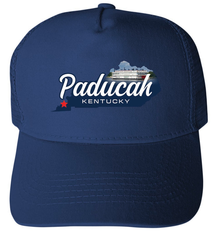 Paducah Kentucky State Shape Design Navy Unisex Mesh Back Trucker Hat with Adjustable Snapback 4-Pack