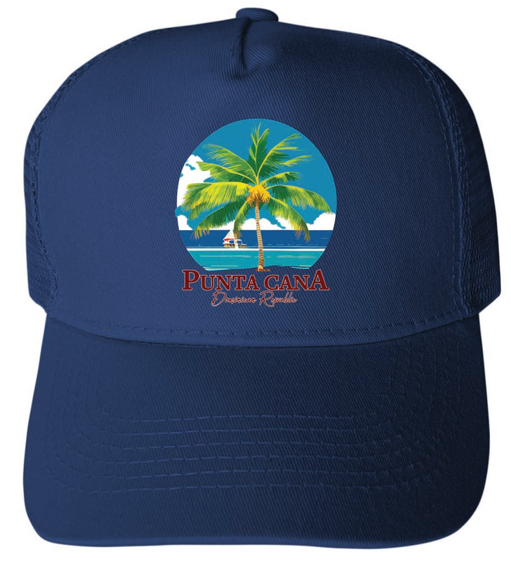 Punta Cana Dominican Republic A Navy Unisex Mesh Back Trucker Hat with Adjustable Snapback 4-Pack