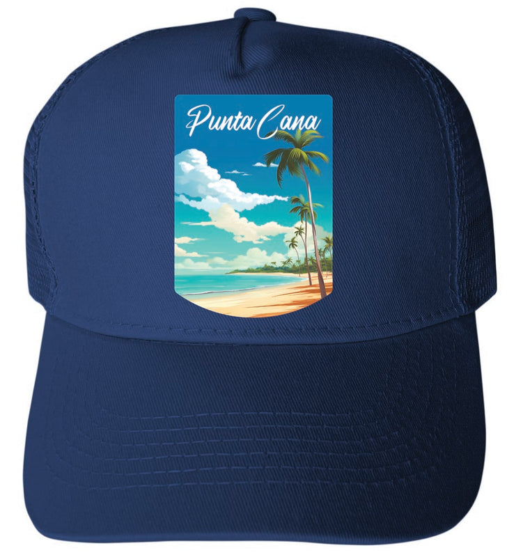 Punta Cana Dominican Republic D Navy Unisex Mesh Back Trucker Hat with Adjustable Snapback 4-Pack