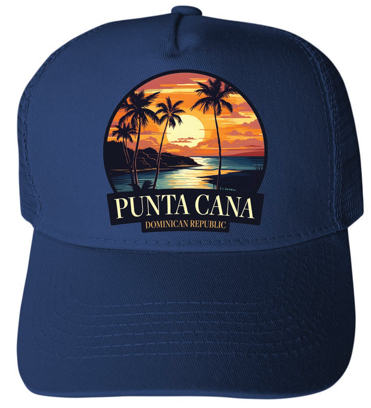 Punta Cana Dominican Republic E Navy Unisex Mesh Back Trucker Hat with Adjustable Snapback 4-Pack