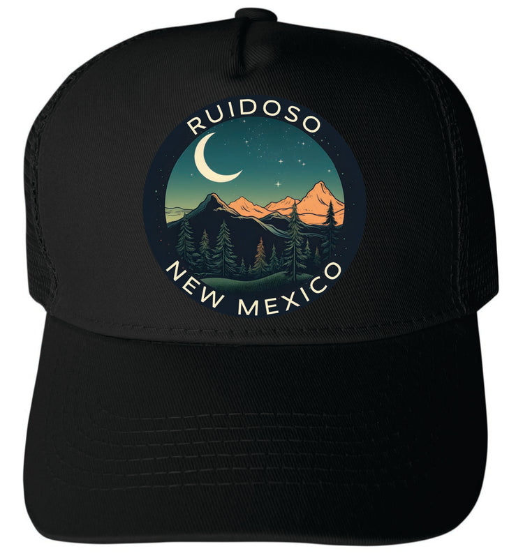 Ruidoso New Mexico Unisex Mesh Back Trucker Hat with Adjustable Snapback Black