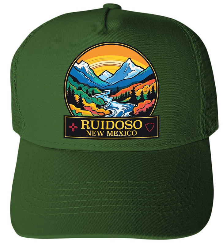 Ruidoso New Mexico Design B Green Unisex Mesh Back Trucker Hat with Adjustable Snapback 2-Pack