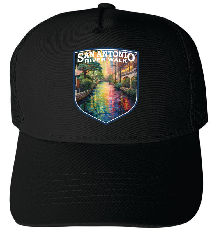 San Antonio Texas Design A Black Unisex Mesh Back Trucker Hat with Adjustable Snapback Single