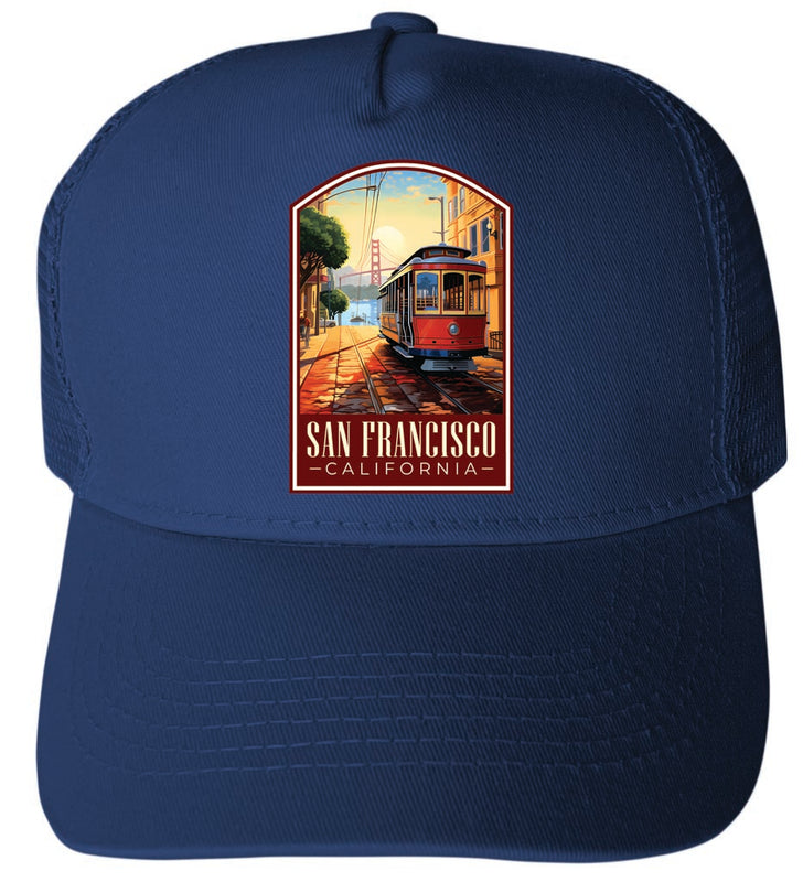 San Francisco California Design C Navy Unisex Mesh Back Trucker Hat with Adjustable Snapback 4-Pack