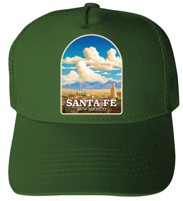 Santa Fe New Mexico Design A Green Unisex Mesh Back Trucker Hat with Adjustable Snapback 2-Pack