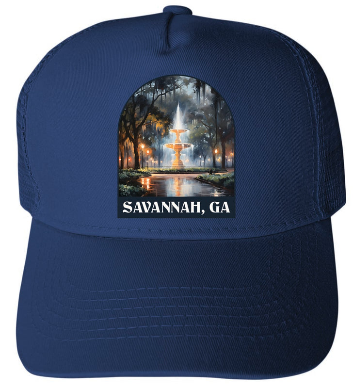 Savannah Georgia Design B Navy Unisex Mesh Back Trucker Hat with Adjustable Snapback 2-Pack