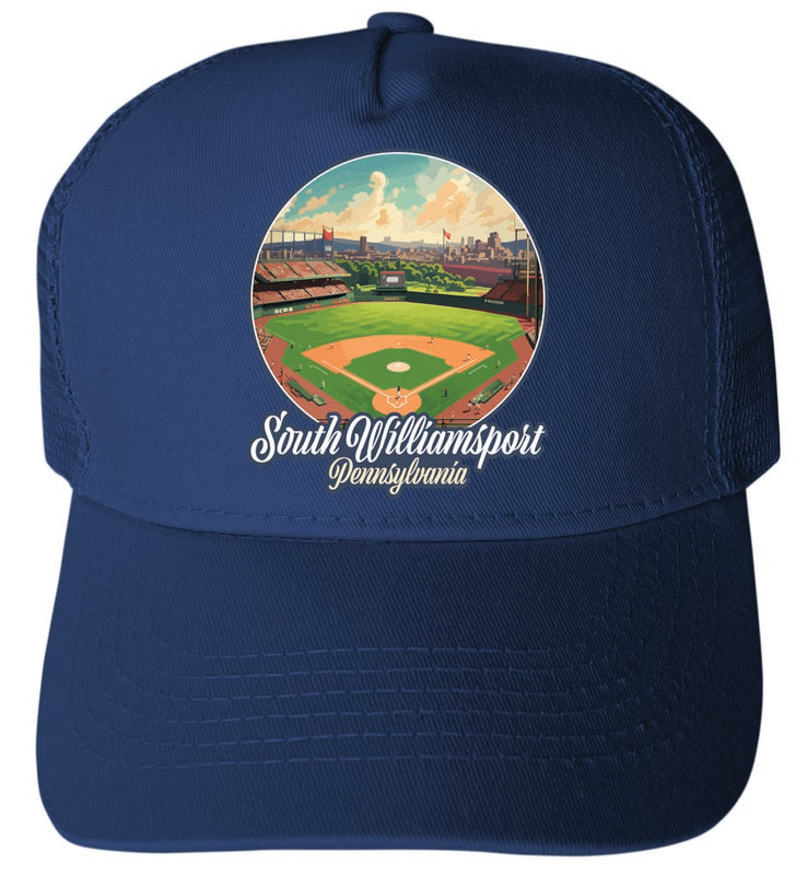 South Williamsport Pennsylvania Baseball Diamond Design Navy Unisex Mesh Back Trucker Hat with Adjustable Snapback 4-Pack