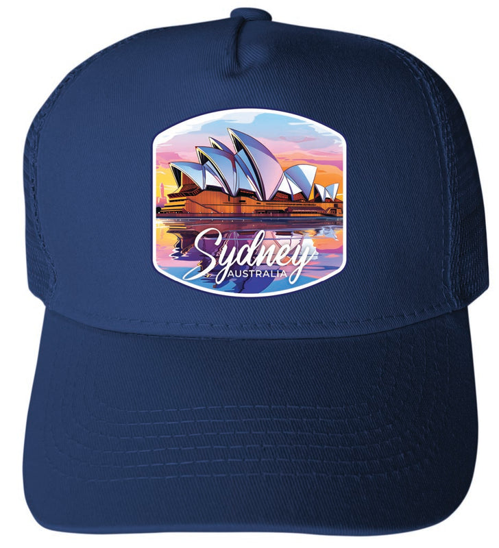 Sydney Australia Design A Navy Unisex Mesh Back Trucker Hat with Adjustable Snapback 4-Pack