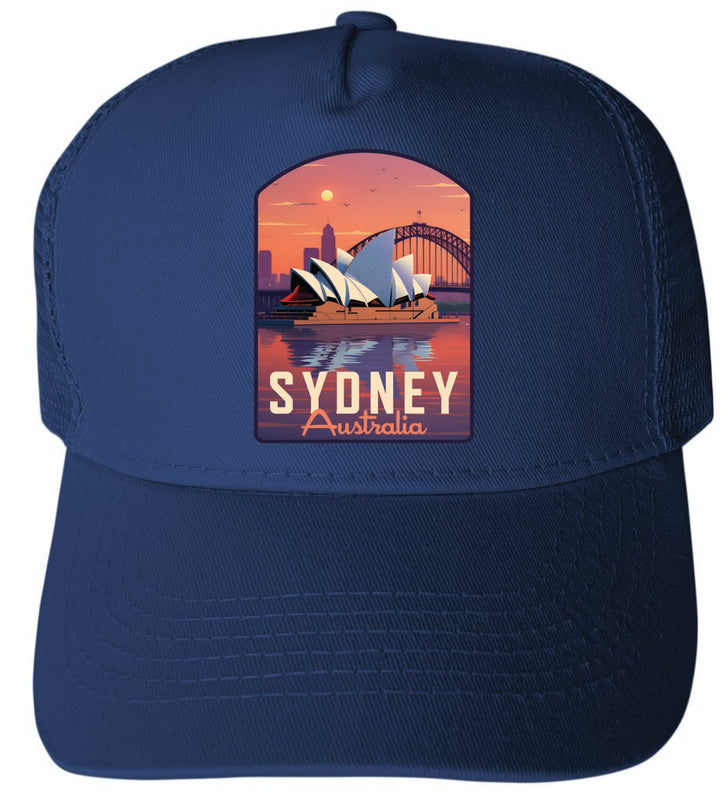 Sydney Australia Design B Navy Unisex Mesh Back Trucker Hat with Adjustable Snapback 4-Pack