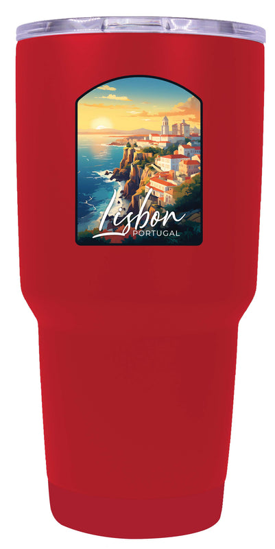 Lisbon Portugal Design B Souvenir 24 oz Insulated Stainless Steel Tumbler Red 4-Pack