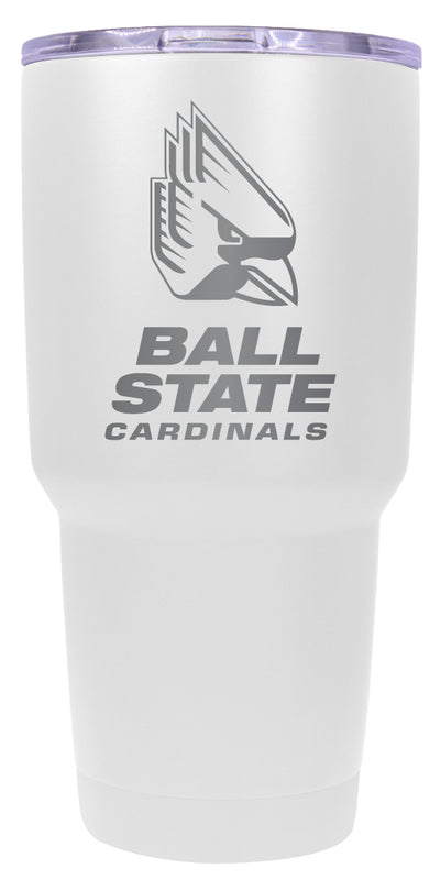 Ball State University 24 oz Engraved Insulated Stainless Steel Tumbler White Officially Licensed 2-Pack