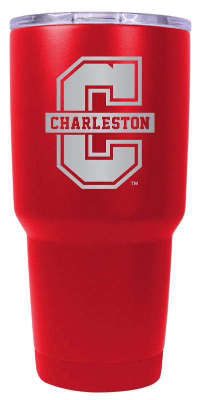 College of Charleston 24 oz Engraved Insulated Stainless Steel Tumbler Red Officially Licensed Single