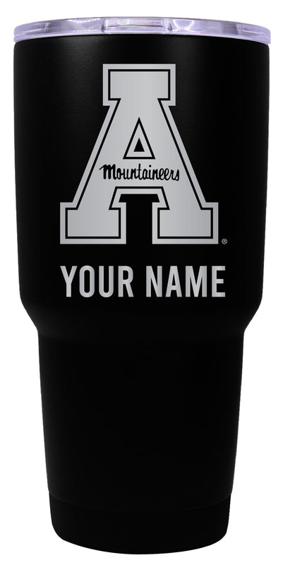 Appalachian State Officially Licensed 24 oz Customizable Engraved Insulated Stainless Steel Tumbler Black