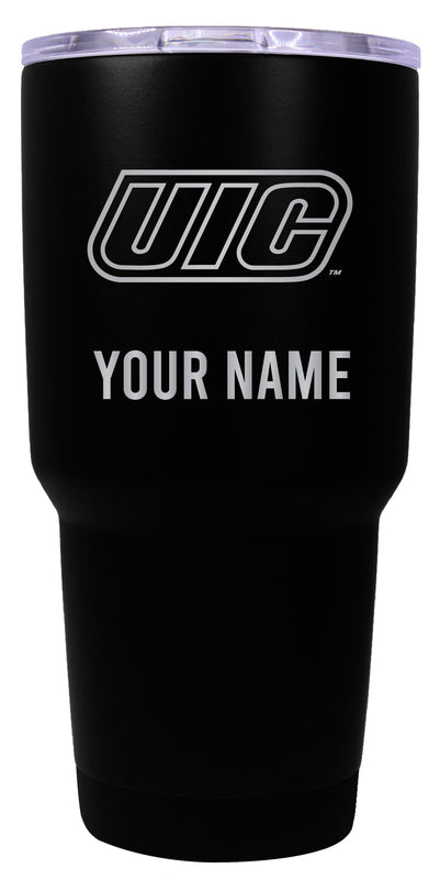 University of Illinois at Chicago Officially Licensed 24 oz Customizable Engraved Insulated Stainless Steel Tumbler Black