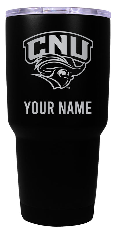 Christopher Newport Captains Officially Licensed 24 oz Customizable Engraved Insulated Stainless Steel Tumbler Black
