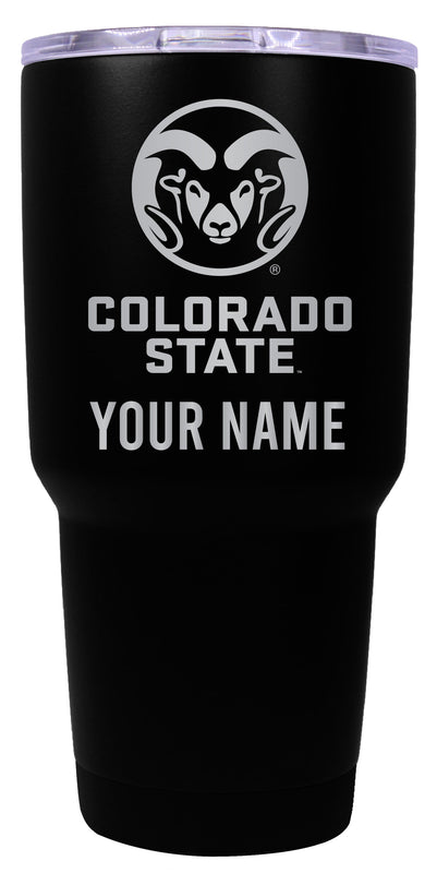 Colorado State Rams Officially Licensed 24 oz Customizable Engraved Insulated Stainless Steel Tumbler Black