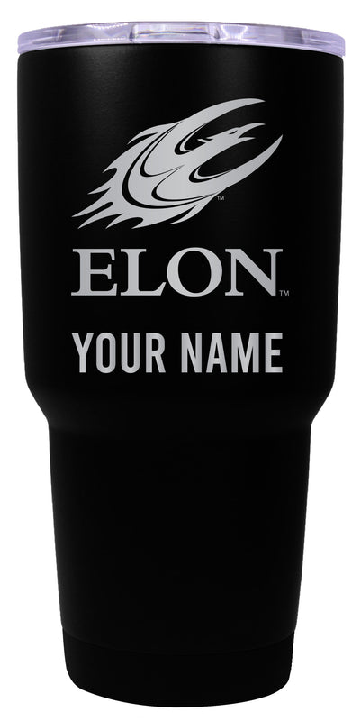 Elon University Officially Licensed 24 oz Customizable Engraved Insulated Stainless Steel Tumbler Black