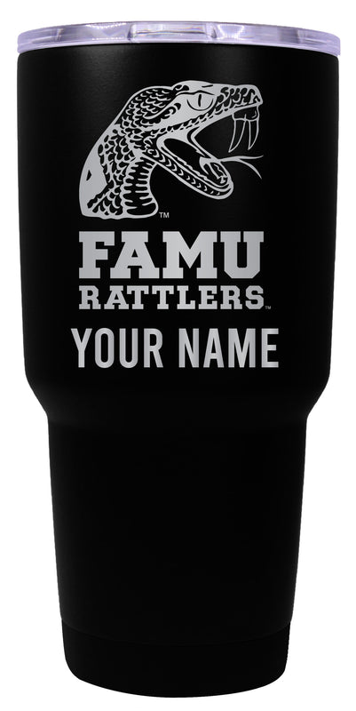 Florida A&M Rattlers Officially Licensed 24 oz Customizable Engraved Insulated Stainless Steel Tumbler Black