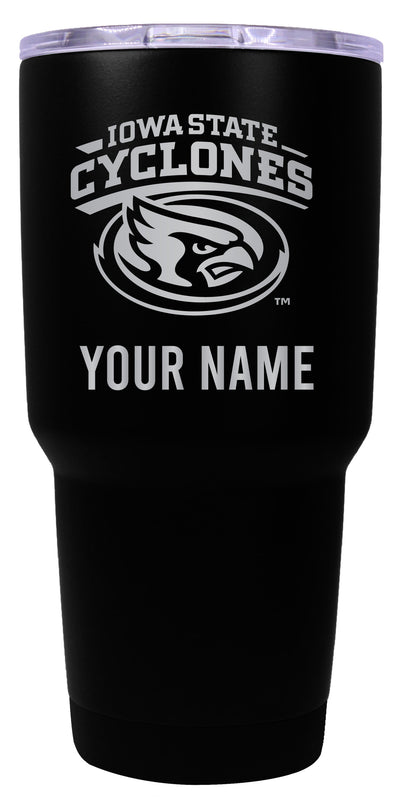 Iowa State Cyclones Officially Licensed 24 oz Customizable Engraved Insulated Stainless Steel Tumbler Black