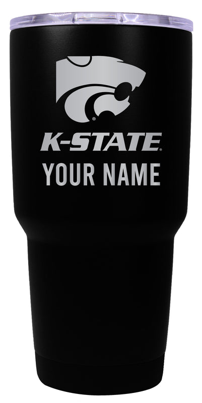Kansas State Wildcats Officially Licensed 24 oz Customizable Engraved Insulated Stainless Steel Tumbler Black