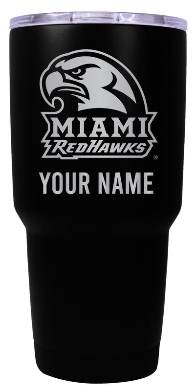 Miami University of Ohio Officially Licensed 24 oz Customizable Engraved Insulated Stainless Steel Tumbler Black