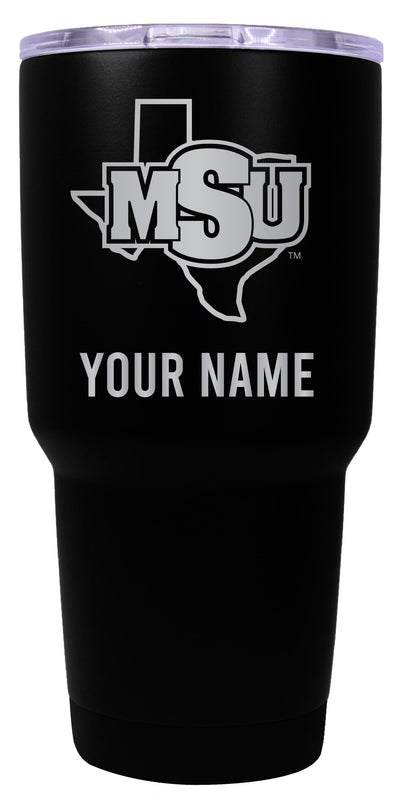 Midwestern State University Mustangs Officially Licensed 24 oz Customizable Engraved Insulated Stainless Steel Tumbler Black
