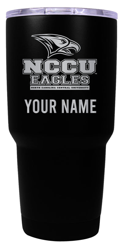North Carolina Central Eagles Officially Licensed 24 oz Customizable Engraved Insulated Stainless Steel Tumbler Black