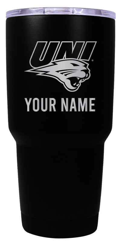 Northern Iowa Panthers Officially Licensed 24 oz Customizable Engraved Insulated Stainless Steel Tumbler Black