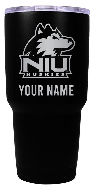 Northern Illinois Huskies Officially Licensed 24 oz Customizable Engraved Insulated Stainless Steel Tumbler Black