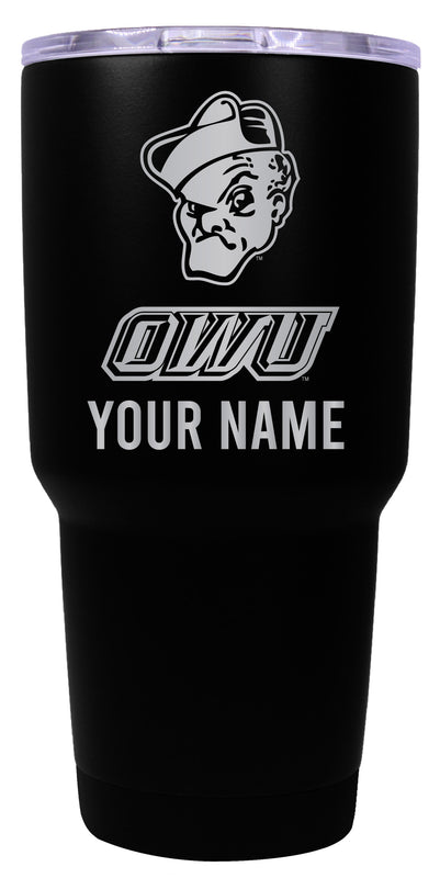 Ohio Wesleyan University Officially Licensed 24 oz Customizable Engraved Insulated Stainless Steel Tumbler Black