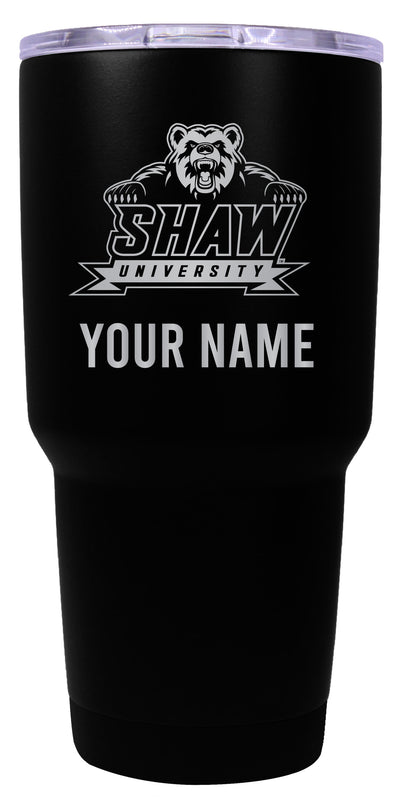 Shaw University Bears Officially Licensed 24 oz Customizable Engraved Insulated Stainless Steel Tumbler Black